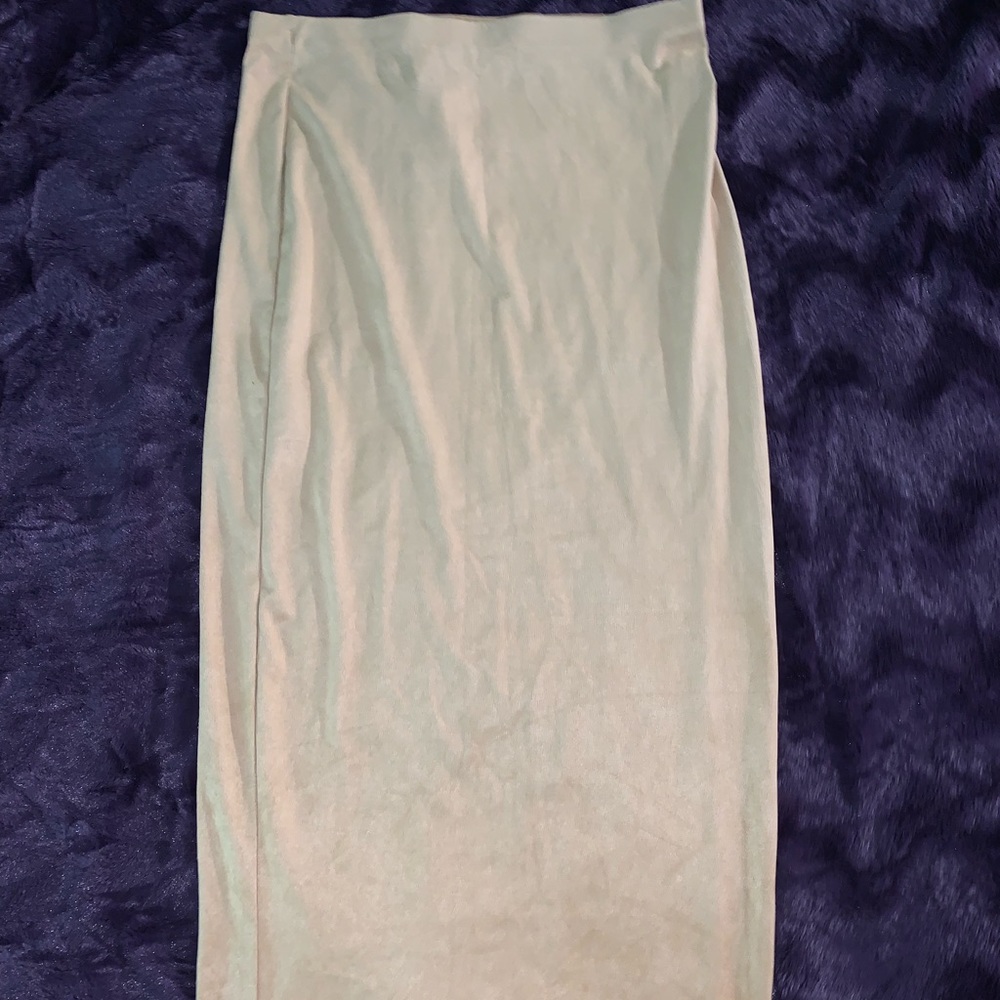 Gold below the knee pencil skirt